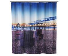 Wenko 22496100Â LED rideau de douche Usedom lavable, avec 12Â Anneaux de rideau de douche, Polyester, multicolore, 180Â x 200Â cm