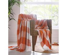 Portfolio Epsom Plaid jeté de lit en Coton Terracotta 130 x 170 cm