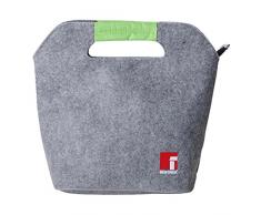 Bergner BG-5759-GR Walking Pleasure Set hermétique 2 Couches + Couverts + Sac Isotherme, Feutre, Gris et Vert, 34 x 16 x 28 cm, 0 cm