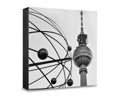 COGNOSCO HG-B113 Tableau Mural en Bois pour Photographie darchitecture avec Horloge Murale en Bois Noir/Blanc 15 x 15 cm