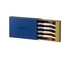 OPINEL - Coffret Table Chic FrÃªne - 4 Couteaux OPINEL de Table - Couteaux Ã steak de Table Faciles Ã Poser Ã Plat - Lame Inox 10 cm & Manche Bois de FrÃªne