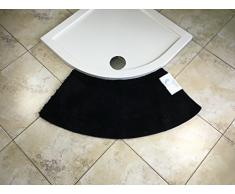 Cazsplash Petit Tapis de Douche Arrondi en Quart de Cercle, Microfibre, Noir, Taille M