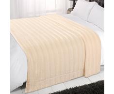 Dreamscene Fausse Fourrure à Rayures Doux Canapé lit Canapé Couvre-lit, crème, Double, 150 x 200 cm