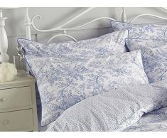 Riva Paoletti Femme Au Foyer Canterbury Tales Taie - Bleu Et Blanc - Toile De Jouy Motif - Canalisé Frontière - 200 Threads - 100% Coton - Lavable en Machine - 50 X 75 Cm (20 X 30 Pouces)