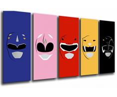Tableau Moderne Photographique, Impression sur bois, Personnages Les Power Rangers, 165 x 62 cm, ref. 26658