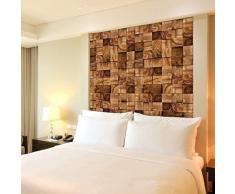 Walplus 240x180 Cmwall Stickers Carré Bois Amovible Autocollant Art Mural Décalques Vinyle Maison Décoration DIY Vivant Chambre Bureau Décoration Papier Peint Chambre DEnfants Cadeau, Marron