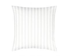 Fleuresse Linge de lit en satin à rayures housse de couette avec fermeture portefeuille TB 25, blanc, 80x80