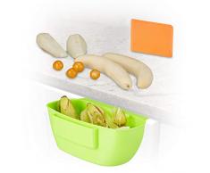 Relaxdays 10021528 Bac Ã dÃ©chets de cuisine 2 litres pour Ã©pluchures avec spatule HxlxP: 10 x 27, 5 x 16 cm, vert