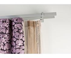 InCasa Double Tringle à Rideaux: 32 x 12 mm, L. 140 cm. en Aluminium Satin â Complet