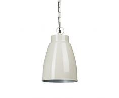 Relaxdays Lampe à suspension luminaire abat-jour en forme de cloche en métal chaîne de suspension HxlxP 143 x 20 x 20 cm plafonnier style industriel douille E 27 à 40 W, beige