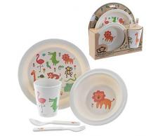 Puckator bambootique Kit Vaisselle Animaux du Zoo, Bamboo, Beige, 5Â unitÃ©