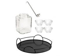 SAVEUR ET Degustation KA2221 Coffret Salade de Fruit avec Coupelle, Plateau et Louche, INOX, Transparent, 36 x 28 x 36 cm