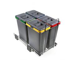 ELLETIPI Ecofil PF01 34B3 Poubelle de tri sélectif extractible pour déchets, Plastique et métaux, Gris, 30 x 45 x 36 cm