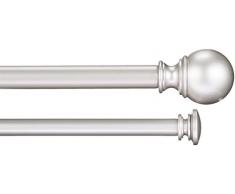 AmazonBasics Tringle Ã rideau double avec embouts ronds 2,54 cm, de 1,83 Ã 3,65 m, Nickel