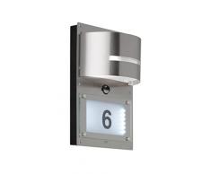 Wofi numÃ©ro de maison Applique, mÃ©tal, E27, 14,7Â W, en acier inoxydable brossÃ© brut, 12,5Â x 22Â x 32Â cm