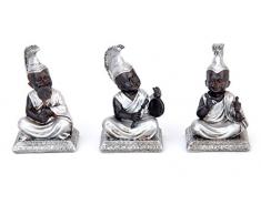 Sukima Decor Figurine avec Motif Lama Tibet Assis, rÃ©sine, Argent, 16,25Â cm