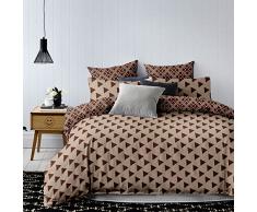 DecoKing Parure de Lit 200x200 cm 2 Taies doreiller 80x80 cm Housse de Couette Micro-Fibre GÃ©omÃ©trie GÃ©omÃ©trique Beige Cappuccino Marron Chocolat Triangles Hypnosis Collection