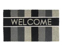 HMT Paillasson Welcome Rayures Coco Noir 40 x 70cm