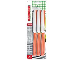 Kaimano KDN041506A Set de 6 Couteau de Table, Acier Inoxydable, Orange, 28 x 10 x 2 cm