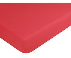 VENT DU SUD Drap Housse, Coton, Cranberry, 200x180x30 cm