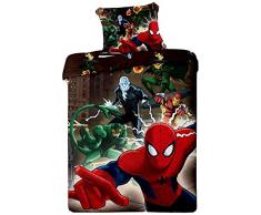 Jerry Fabrics - Spiderman Parure de Lit, Coton, Multicolore, 140 x 200/70 x 90 cm