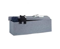 Relaxdays 10019049_709Â Pouf pliant, banquette avec rangement, repose-pieds, en lin, gris foncÃ©, 114Â x 38Â x 38Â cm
