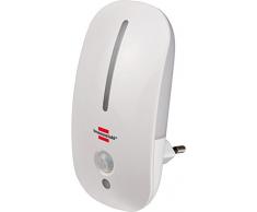 Brennenstuhl Veilleuse LED avec détecteur de mouvement infrarouge & capteur crépusculaire, lampe avec 9 LED & interrupteur, blanc, Quantité : 1