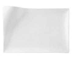 HOTELWARE Plat de portÃ©e, Design Mouchoir, rectangulaire, cÃ©ramique, Blanc, 31Â x 21Â cm