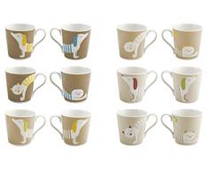 Royal Norfolk CC350 Lot de 6 tasses en porcelaine Motif chiens/chats
