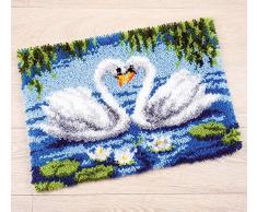 Kit tapis au point nouÃ© 2 Cygnes