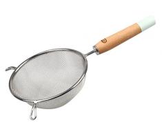 Dr. Oetker 4618 Rétro Passoire avec Manche en Bois 14 x 27 cm, Acier Inoxydable, Argent/Marron, 14 x 14 x 28 cm