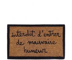 laroom Paillasson Design Interdit d Entrer de Mauvaise humeurnatural, Coir and PVC, Marron, 40Â x 70Â x 1,8Â cm