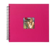 Goldbuch Album Photo à Spirales avec découpes pour Photos, Pages Noires, Couverture de qualité en Papier structuré Aspect Lin, Papier, Rose Bonbon, 32x36 cm