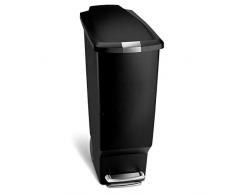 simplehuman, poubelle Ã©troite Ã pÃ©dale, plastique noir, 40 litres