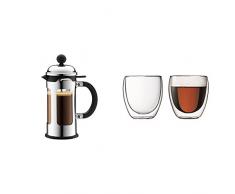 Bodum 11172-16 New-Chambord CafetiÃ¨re Ã Piston / Bec Verseur 8 Tasses / 1 L + Set de 2 verres Pavina 25 cl