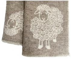 Jowollina Plaid rÃ©versible en Laine Â« Wolli Â» 100% Laine 130 x 200 cm (Blanc/Nature)