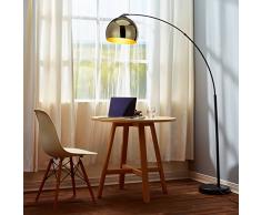 Lampadaire Arquer Arc Lampe De Sol Abat-jour DorÃ© Pied Marbre Noir VN-L00012-EU