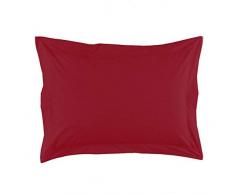 Essix - Taie doreiller Royal Line Percale de Coton Rouge carmin 50 x 70 cm