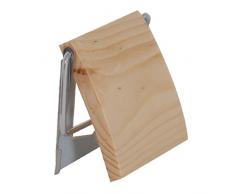 MSV 140394 Porte Rouleau Papier WC Bois/Inox 13 x 15 x 1,5 cm