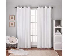 Exclusive Home Curtains Exclusif Maison Rideaux Enfants Lin texturé Thermique Grommet Top fenêtre Panneau de Rideau Paire, Blanc, 54 x 108 cm, 2 pièces