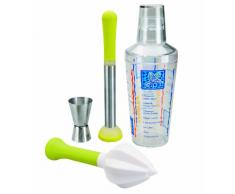 Ibili 782200 Lot à cocktail 4 pièces (Shaker + Presse-fruits + Pilon + Doseur)