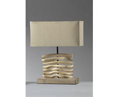 ONLI - Lampe de table Marica branches en bois avec abat-jour en tissu couleur sable. Style Nature et moderne.