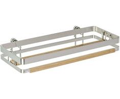 Porte essuie-tout Premium, Acier plat brossé/Bambou, 31,5 x 4 x 13 cm