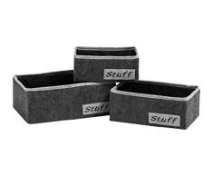 Premier Housewares Boîtes de Rangement, Lot de 3, Papier cartonné, Feutre, Gris
