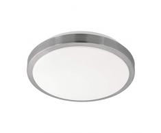 Eglo Plafonnier LED Competa 1, 1 ampoule, matÃ©riau : acier et plastique, couleur : nickel mat, blanc, Acier Plastique, Blanc, nickel mat., 32.5 x 32.5 x 5.5 cm, Integriert