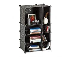 Relaxdays ÃtagÃ¨re cubes rangement 8 compartiments plastique modulable DIY bibliothÃ¨que, noir