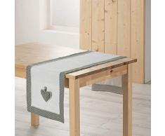 charme & douceur chemin de table 40x140cm polyester fanny gris/blanc