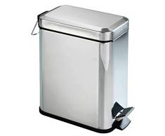 WENKO 19775100 Poubelle Ã PÃ©dale Sqaure, 5 Litres, Acier Inoxydable, Brillant, 14 x 29,5 x 28 cm