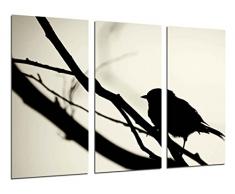 Tableau Moderne Photographique, Impression sur bois, Paysage de nature, oiseau sur larbre, 97 x 62 cm, ref. 26528