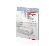 Rayen 2363 BoÃ®te de Rangement couvertures | Sac en Tissu Ã Fermeture Ã glissiÃ¨re pour vÃªtements, rÃ©sille Respirante, Pliable et rÃ©sistant |, Polyester, Gris Clair/Translucide, 55 x 65 x 20 cm